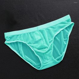 Underpants Summer Men's Sexy Briefs Tulle Netting Transparent Thong Mesh Thin Quickly Dry Knickers Breathable Elastic Soft Underwear