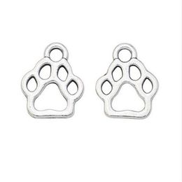 200Pcs alloy Paw Print Charms Antique silver Charms Pendant For necklace Jewellery Making findings 13x11mm247n