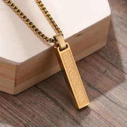 Pendant Necklaces Roman Numerals Bar Necklace For Men Vertical Geometic Rock Punk Stainless Steel Tag Jewellery Gift