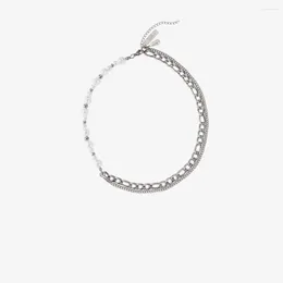 Link Bracelets 2023 Korean Wave E Group 2way Necklace Pearl Bracelet Stainless Steel Women's Jewellery Fashion Accessories Gift