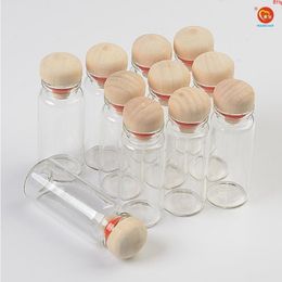 Transparent Glass Jars with Hardwood 12ml Empty Bottles Containers for Gift Jewelry Packaging 100pcsgood qty Pldtw