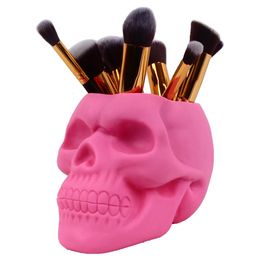 Halloween Toys Skull Shaped Pen Pencil Holder Home Office Desk Makeup Supplies Office Organizer Accessory Prop 231016