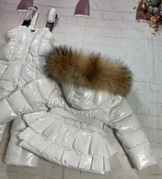 Down Coat Goose Down Kids Jackets for Girls White Skirt Hem Real Raccoon Fur Outerwear and Coats Winter Clothes for Baby 0-12 Years 231016