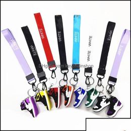 Keychains Lanyards Keychains Fashion Accessories 2Pcs/Sets Designer Sile 3D Sneaker White Keychain Men Women High Quality Key Ring S Dhmyq