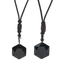 Pendant Necklaces Obsidian Spirit Pendulum Energy Stone Six-Pointed Star Necklace Men And Women Sweater Chain Jewelr224C