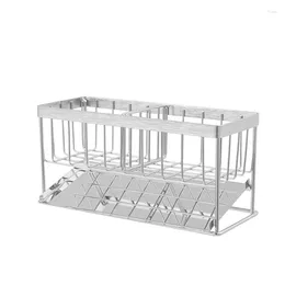 Kitchen Storage Sponge Drain Basket Dishwasher Layout Rack Stainless Steel Sink Windowsill Detergent Eraser