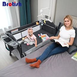 Baby Cribs Baby Bed Crib Portable Bassinet Bedside Cradle Play Game Bed Foldable Playpen born Bed With Changing Table Toys Storage Bag 231017