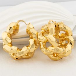 Stud Nigeria Africa 18K Gold Colour Earrings for Women Irregular Big Bold Earring Italian Dubai Lady Ear Drop Party Daily Wear Jewellery 231016