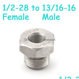 1/2-28 Female To 13/16-16 Male Stainless Steel Thread Adapter Converter For Napa 4003 Wix 24003 1/2X28 Unef 13/16X16 Unf