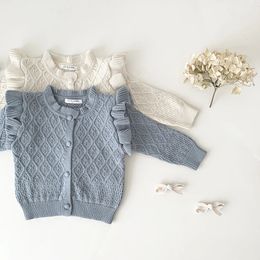 Cardigan 7599 Baby Girl Clothes Knitted Sweater Coat Autumn Winter Girl's Cardigan Sweater Flying Sleeve Wool Coat 231017