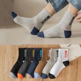 Men's Socks 5 Pairs Of Men Fashion Sports Spring And Autumn Thin Deodorant Breathable Comfortable Letter SP Basketball EU 38-43