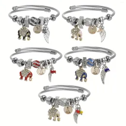 Charm Bracelets Colourful Rhinestone Baby Elephant Pendant DIY Stainless Steel Bracelet Suitable For Festivals And Parties