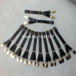 Whole-whole 12pc women sexy strong strap Shiny double metal button hook Y style garter belt suspender duckbilled for stock320f