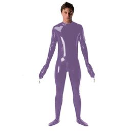 Fetish Sexy Pvc Catsuit Long Sleeve Wrap Finger Round Neck Women Jumpsuit Rompers Skinny Zentai Men Bodysuit Plus SizeAnime Costumes