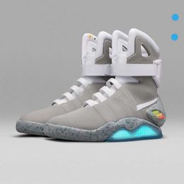 CALDA vendita limitata scarpe con lacci automatici scarpe da ginnastica Air Mag Marty Mcfly's Led Ritorno al futuro Glow In The Dark Grey Mcflys uomo sportivo taglia 39-48