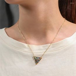 Pendant Necklaces Exquisite Colourful Crystal Triangle Necklace Charming Wedding Gold Chain Jewellery Fashion Party Accessories Gift