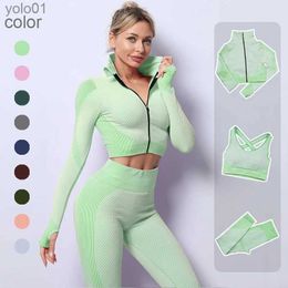 Women's Tracksuits 2/3 Seamless Women Yoga Sets Fe Sport Gym Suits Wear Running Clothes Women Fitness Sport Yoga Suit Long Sleeve Yoga ClothingL231017