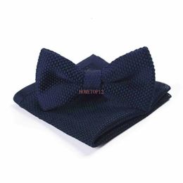 Neck Ties Knitting Adjustable Mens Bowtie Handkerchief Set Pre-Tied Smart Party cravat Accessories Neck tie Prom Luxury MO95 231013