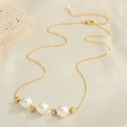 Pendant Necklaces 1PC Fashion Multiple Imitation Pearls Necklace For Women Metal Round Bead Pearl Chain Choker Jewellery N296