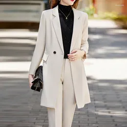 Women's Two Piece Pants 2023 Fashion 2 Set Women Pant Suits Business Trousers Long Blazer Jacket Sets Office Lady Trench Coat Work Wear