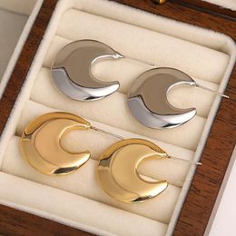 Hoop Earrings Lifefontier Gold Silver Colour Glossy Metal C Type For Women Minimalist Geometric Statement Earring Party Jewellery