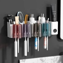 Toothbrush Holders Tooth Brush Holder Bathroom Accessories Shelf Wall Mount Toilet Holder Storage Organisation Set Washroom For Convenience Modern 231013