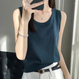 Women's Tanks 23 Spring/Summer Knitted Tank Top Ice Silk Underlay Suit Bottom Strap Sleeveless