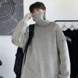 Men's Sweaters Turtleneck Sweater Pullovers For Men Teens Striped All-match Autumn Winter Stylish BF Simple Jumpers Youthful Trendy Harajuku