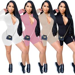 Autumn Winter Turtleneck Casual Jumpsuit Women Long Sleeve Front Zipper Sport Wear Womens Rompers Fitness Overalls S-2XL241D