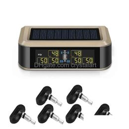 Careud Solar Bus Rv Truck Tpms Wireless Tyre Pressure Monitoring System With 6 External/Internal Sensors Max 130