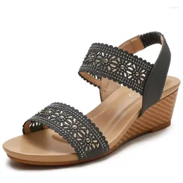 Sandals Hollowed Out Women 2024 Summer Low Heel Ladies Shoes Large Size 41 42 Fashion Wedges For Heels