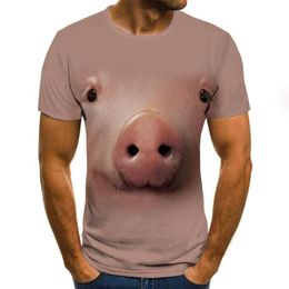 Men's T-Shirts Summer 2022 Pig Pattern Print Shirt Fun T -Shirt Hip -Hop Clothing Short -Sleeved Street 3d PrintedMen's1668