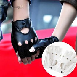 Fingerless Gloves Outdoor Tactical Cycling Men Women's Lovers Leather Gloves Fingerless Party Performance Breathable Half Driving Finger MittensL231017