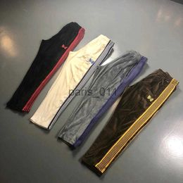 Men's Pants AWGE X Needles Pants Men Women Casual AWGE X Needles Sweatpants 19SS NARROW VELOUR Butterfly Embroidery Trousers x1017 X01