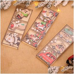 Christmas Decorations Decorative Products Cartoon Santa Claus Combination Pendant Wooden Car Tree Accessories Drop Delivery Home Gar Dhoyy