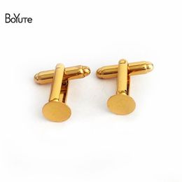 BoYuTe 40Pcs 2 Colors 6MM 8MM 10MM 12MM Round Cabochon Base Setting Flat Glue Pad Cufflinks Blank Bezel Tray Diy Jewelry Accessori233l