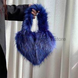 Cross Body Fur Handbags Cute Plush Ladies Heart Shoulder Bag Cute Female Purse Handbags Messenger Bagstylishhandbagsstore