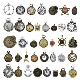 30pcs Random Mixed Clock Watch Face Components Charms Alloy Necklace Pendant Finding Jewellery Making Steampunk DIY Accessory308s