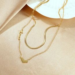 Chains Cross-border Love Double-layer Necklace Stainless Steel Sweater Chain Ins Niche Design Feeling Lady Jewelry Collarbone