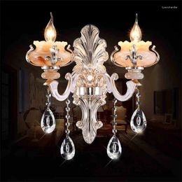 Wall Lamps Simple European Style Bedroom Bed Room Stairs Crystal Lamp TV Background Zinc Alloy Single Double Candle