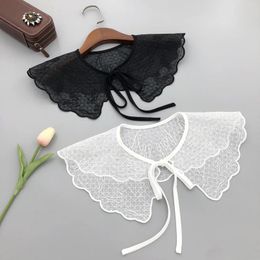 Bow Ties Fake Collar For Women Cute Half Shirt Sholuder Wraps False Shawl Wrap Hollow Out Embroidery Necklace Detachable