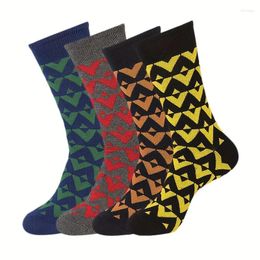 Men's Socks Diamond Shaped Bamboo Fiber Business Color Plaid Comfortable And Breathable Mid Tube