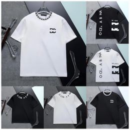 Mens Casual Tee Shirts Letter Crew Neck Printing Prue Cotton Short Sleeve Loose Summer New Elegant T-shirts