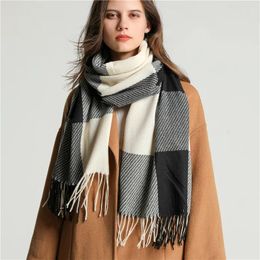 Scarves Plaid Winter Scarf For Women Cashmter Pashmia Thick Warm Blanket Shawl And Wraps Foulard With Tassel Poncho Bufanda 2023