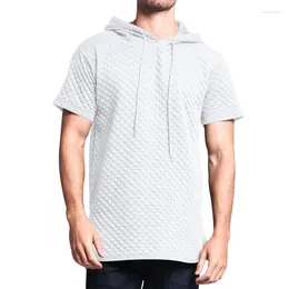 Men's Hoodies 2023 Cross Border Summer Small Checker Short Sleeve Loose Sport Casual Sweater T-shirt European Size Connection