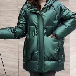 Women's Trench Coats Oversized 2023 Long Sleeve Winter Jacket Hooded Parka Down Cotton Thicker Warm Outerwear Snowsuit Coat