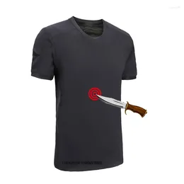 Men's T Shirts Personal Protective Soft Thin Light Anti-Puncture Anti-Stabbing Solid Armour Security T-Shirt Vest Anti-Cutting Safety