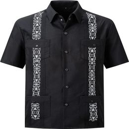 Mens Snap Shirts Casual Guayabera Shirts Short Sleeve2482