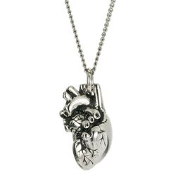 Tiny 3D Anatomical Heart Necklace Stainless Steel Silver Polished Maxi Long Chain Necklaces Jewelry for Women NL258462720