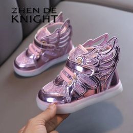 Boots Children s Sneakers Baby Girls Toddler Glowing with Light Sports Shoes Size 21 30 LED Kids Casual 231017